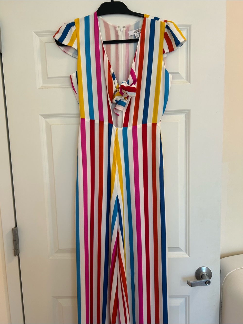 Women’s  Multi-Stripe One-Piece Jumpsuit with Front Knot
